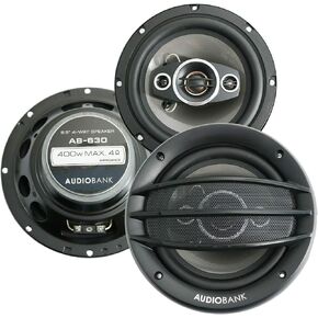 Audiobank 2X AB-630 400 Watts Power Handling 6.5-Inches 4-Way Car Audio Stereo Coaxial Speakers with Frequency Response: 65-20000 Hz and 2x15 Piezo Tweeter