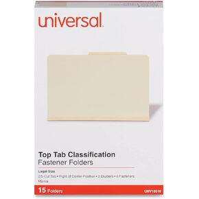 Universal UNV10310 2 in. Expansion 2 Dividers 6 Fasteners 6-Section Classification Folders - Legal Size, Manila Exterior (15/Box)