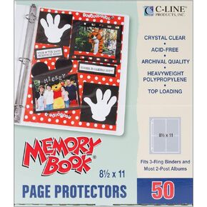 C-Line Mini Memory Book Fold-Out Panoramic Scrapbook Page Protectors, Top Load, 6 x 6 Inches, 6 Pages per Pack (05207)