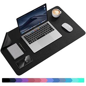 Non Slip Desk Pad, 23.6" x 13.7" PU Leather Desk Protector, Large Mouse Pad, Dual Side Waterproof Desk Mat for Desktop, Desk Pad for Keyboard and Mouse, Office and Home, Black