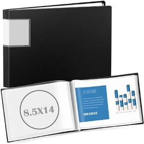 8.5x14 Legal Sheet Protectors 8.5 x 14 Landscape Binder with Sleeves- 40 Pocket Presentation Book Legal Size Papers, Horizontal Sheet Protector Portfolio Folder for Documents