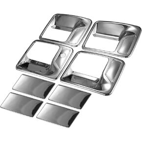 Car Door Handle Cover Kit Compatible for Ford F250 F350 F450 F550 Super Duty 1999-2016, Durable Plastic Silver Tone Without Passenger Keyhole