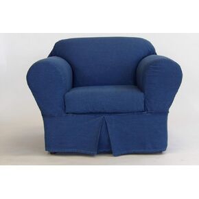 Classic Slipcovers 2 Piece Washed Chair slipcover, Denim Blue