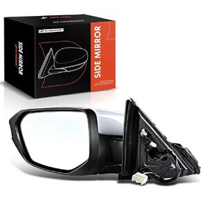 A-Premium Driver Side Power Door Mirror - Compatible with Honda Civic 2016 2017 2018 2019 2020 2021 - Heated Manual Folding White Outside Rear View Mirror - Replace# HO1320284