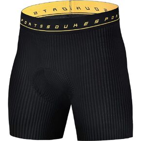 Souke Sports Bike Shorts for Men Padded Men's Cycling Underwear Biking Bicycle Undershorts with Anti-Slip Leg Grips