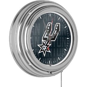 Trademark Global Neon Clock - Retro San Antonio Spurs City Analog Wall Clock with Pull Chain - for Kitchen, Garage, Game Room, or Home Bar