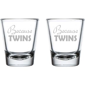 Set of 2 Shot Glasses 1.75oz Shot Glass Because Twins Parent Mom Dad