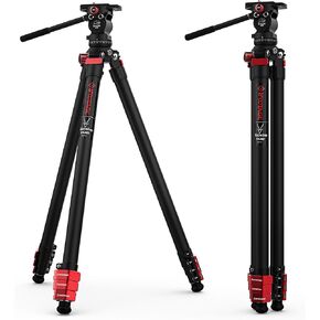IFOOTAGE Tripod Kit, 62" Aluminum Tripod with Fluid Head, Lightweight Camera Tripod Kit, Portable Travel Tripod Kit, Compatible with Sony Canon Nikon SLR Camera - Gazelle TA3B+K3