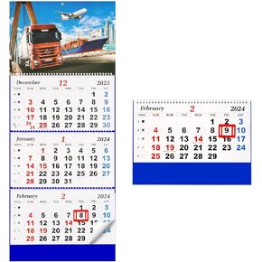 Wall Calendar 2024 Calendar 3 Month Display Large wall calendar with Thick Paper 33" x 13" Dec 2023 - Jan 2025 Vertical Calendar Perfect for Your Busy Schedule(Truck) in Kuwait