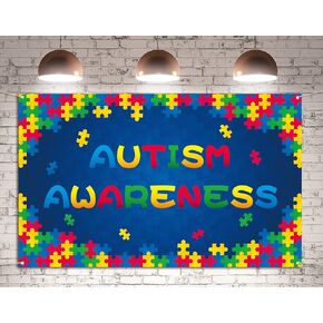 Autism Awareness Backdrop Banner April Puzzle Piece Support Party Photography Background Wall Hanging Decoration