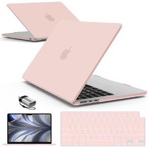 IBenzer متوافق مع حافظة M2 2024 2023 MacBook Air 15 بوصة A2941، حافظة صلبة وغطاء لوحة مفاتيح وفيلم شاشة ومحول من النوع C لجهاز M2 Mac Air 15.3 بوصة Touch ID، Sakura Pink، AT15-SKPK+2TC in Kuwait