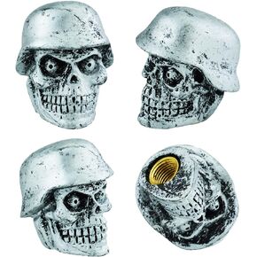 Valve Stem Caps Skull 4pcs Car Tire Valve Caps for Most Vehicles Bikes Motorcycles, Silver 2