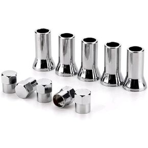 5 Sets TR414AC TPMS Chrome Plated Valve Stem Cover, Leak Proof Car Tire Air Valve Caps, Valve Rubber Stem Covers and Cover Trim Kits for Most Makes and Models of Cars and Trucks
