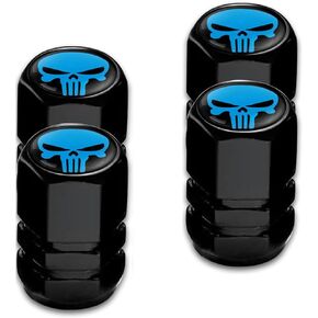 4 PCS Car Hexagonal Valve Cover, Personalized Skull Alloy Knob-Type Anti-Leakage Cap, for Most Models (Red)