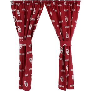 College Covers Everything Comfy Oklahoma Sooners Curtain Panel Set, 2 Panels, 2 Matching Tie Backs, 42 inches Wide by 84 inches Long