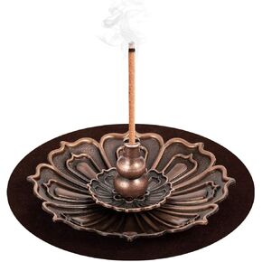 DK177 Brass Incense Sticks Holder Lotus Inscent Burner Disc for Resin Granular Powder Cone Coil Ash Catcher Cinnamon Organic Citronella