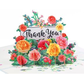 GREETING ART 3D Thanks You Pop Up Card، بطاقة تقدير المعلم، باقة عيد الأم زهور بطاقة تهنئة للأم، المعلم، الزوجة، الجدة، الأب، 7.9 × 5.9