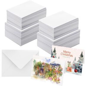 50 Pack 5x7 Inch Blank Watercolor Cards with Envelopes, 140lb Heavyweight 100% Cotton Watercolor Cards, Foldable Watercolor Cards and Envelopes to Paint or Blank Cards with Envelopes for Cards Making