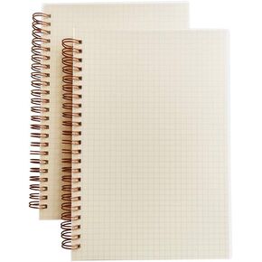 2 Pack A5 Spiral Notebooks Hardcover 100g Thick Paper Dot/Ruled/Graph/Blank Journals,5.7 x 8.26inch, 70 Sheets/140 Pages Per Each Notebook (Graph Grid)