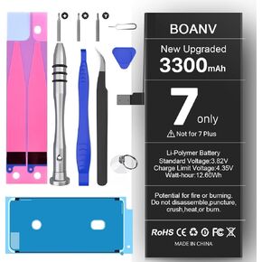 [3300mAh] Battery for iPhone 7,(2023 New Version) BOANV Ultra High Capacity A1660/A1778/A1779 iPhone 7 Battery Replacement with Professional Replacement Tool Kits