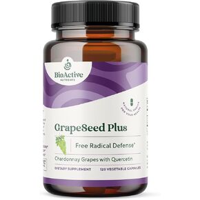 المغذيات الحيوية - مكمل بذور العنب بالإضافة إلى كيرسيتين - مكملات GSE اليومية المصنوعة من مسحوق مستخلص بذور العنب المضاد للأكسدة النقي الطبيعي - للنساء والرجال - 120 كبسولة نباتية in Kuwait