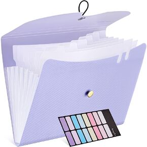 JARLINK 7 Pockets Expanding File Folder, A4 Size Accordion File Folders with 12 Labels, Cute Paper Organizer, Portable Document Organizer for Home College School Office Supplies, Black