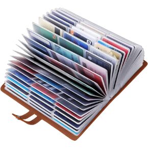 حامل بطاقات عمل كبير، حامل بطاقات ائتمان RFID ومنظم بطاقات العمل، حافظة بطاقات جلدية مع 96 فتحة للبطاقات لمنع فقدان أو تلف بطاقات الائتمان وبطاقات العمل (أسود)