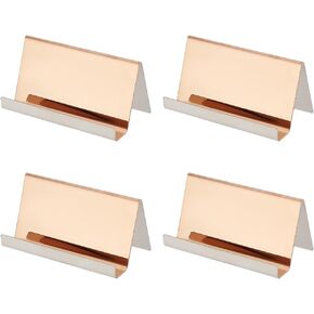 4 Pcs Metal Business Card Holder Rose Gold Modern Desktop Card Display Stainless Steel Name Card Rack Organizer Business Card Display Name Card Organizer for Office Home Daily Use