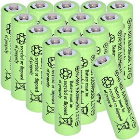 16 Packs1.2V AA 300mAh Solar Lights Batteries Ni-MH Rechargeable Double A Battery for Outdoor Solar Lights, String Lights, Pathway Lights