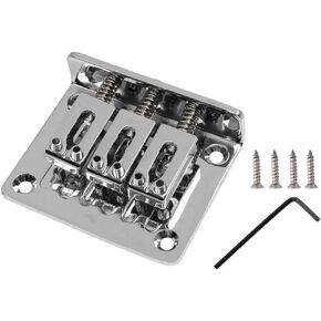 Adjustable 3 String Guitar Hard-tail Tailpiece Bridge for Cigar Box Electric Guitar Parts Replacement Chrome