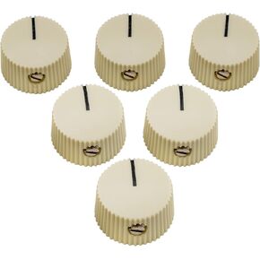 Musiclily Pro Imperial 1/4" Inch Plastic Vintage Barrel Guitar Amplifier Control Knobs with Set Screw for Fender Amp Style Solid Shaft CTS Pots, Cream (Set of 6)