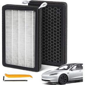 DPD Tesla Model 3 Model Y Air Filter Replacement, 2 Pack HEPA Activated Carbon Tesla Model 3 Model Y Cabin Air Filter Replacement Kit, Tesla Accessories 2016-2023 Compatible