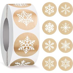1000 Pieces 1.5 Inch Snowflake Stickers Christmas Envelope Seal Holiday Stickers Xmas Snowflake Seals Round Christmas Sticker Envelope Seal Decals for Christmas Winter Party Decor, 8 Styles