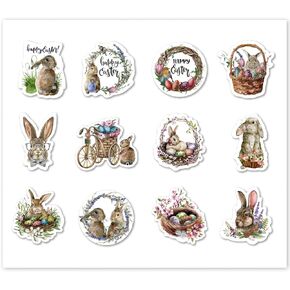 Whaline 1200Pcs Vintage Easter Stickers 12 Design Happy Easter Stickers Retro Easter Bunny Rabbit Floral Gift Party Favor Label Stickers for Spring Party Seals Cards Envelopes