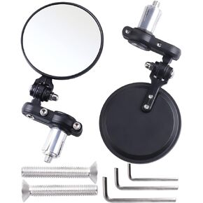 Universal Motorcycle Mirrors - 3 Inch Round 7/8" bar Folding Bar End Side Mirror Compatible with Ebike Honda Scooter Suzuki Yamaha Kawasaki Victory Harley Ducati and More