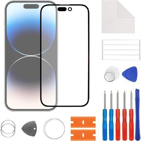 New Front Outer Lens Glass Screen Replacement for iPhone 14 Pro with Free Repair Tools Kit.(No LCD Touch ＆ Digitizer)-(6.1 inch)