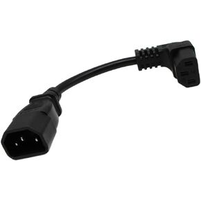 Cerrxian 16cm IEC 320 90 Degree C13 3 Pin Female to C14 3 Pin Male PDU Power Supply Extension Cord for Computer LED HDTV Monitor and Scanner