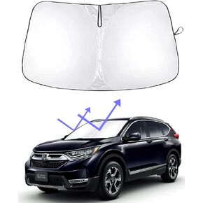 مظلة أمامية للزجاج الأمامي متوافقة مع ملحقات Honda CRV SUV وLX وEX وEX-L وSport Hybrid والتجول (2023-2024) - واقي شمسي أمامي قابل للطي بطبقة مزدوجة 210T in Kuwait
