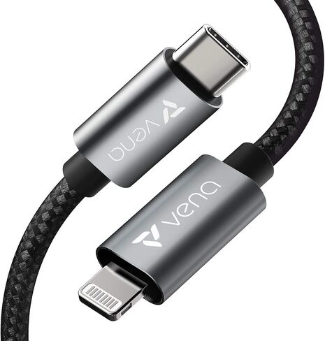 كابل VENA USB C إلى Lightning - 6 بوصة (عبوتان)، (معتمد من Apple MFI) شاحن Apple مجدول من النايلون بقوة 18 وات متوافق مع iPhone 13 12/12 Mini/12 Pro/11 Pro Max/X/XS/XR/ اى باد in Saudi Arabia