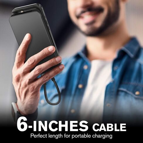 كابل VENA USB C إلى Lightning - 6 بوصة (عبوتان)، (معتمد من Apple MFI) شاحن Apple مجدول من النايلون بقوة 18 وات متوافق مع iPhone 13 12/12 Mini/12 Pro/11 Pro Max/X/XS/XR/ اى باد in Saudi Arabia