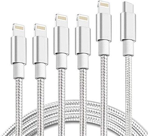 كابل شاحن iPhone USB C إلى Lightning معتمد من MFi من Sharllen، 5 حزم 3 أقدام/6 أقدام/10 أقدام، توصيل سريع للطاقة، مزامنة بيانات من النايلون المضفر من النوع C إلى سلك iPhone متوافق مع iPhone 12/11/XS/XR/X/8/iOS فضي in Kuwait