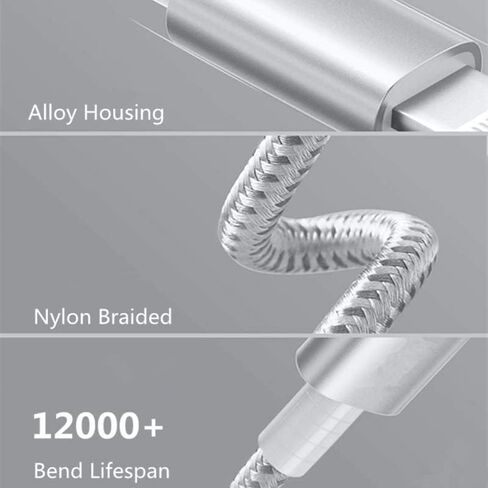 كابل شاحن iPhone USB C إلى Lightning معتمد من MFi من Sharllen، 5 حزم 3 أقدام/6 أقدام/10 أقدام، توصيل سريع للطاقة، مزامنة بيانات من النايلون المضفر من النوع C إلى سلك iPhone متوافق مع iPhone 12/11/XS/XR/X/8/iOS فضي in Kuwait