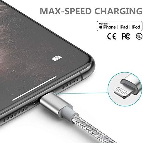 كابل شاحن iPhone USB C إلى Lightning معتمد من MFi من Sharllen، 5 حزم 3 أقدام/6 أقدام/10 أقدام، توصيل سريع للطاقة، مزامنة بيانات من النايلون المضفر من النوع C إلى سلك iPhone متوافق مع iPhone 12/11/XS/XR/X/8/iOS فضي in Kuwait