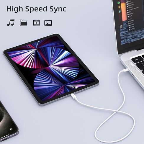كابل شحن سريع 60 وات USB C إلى C سلك شاحن سريع عالي الطاقة متوافق مع 15 سلسلة iPhone، كابل 4FT للشحن اليومي للمكتب المنزلي in Kuwait