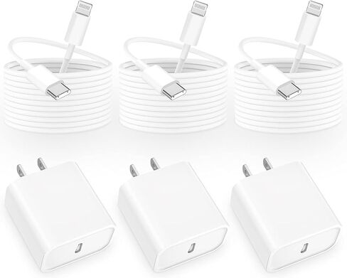 [معتمد من Apple MFi] شاحن iPhone سريع الشحن، Kindtoy 3Pack 20W PD USB-C شاحن طاقة من النوع C + كابل 10FT من النوع C إلى Lightning لهاتف iPhone 14 13 12 11 Pro/XS Max/XR/X/8 /اى باد in Kuwait