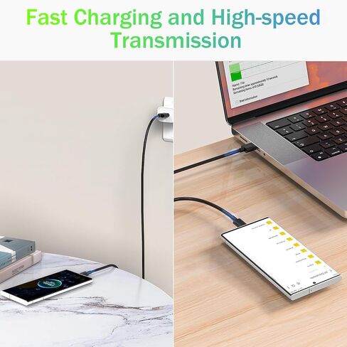 عبوتان - كابلات شحن USB-C إلى USB-C بطول 6 أقدام (60 وات PD) - متينة وطويلة الأمد - شحن سريع للهواتف الذكية (أسود) in Kuwait
