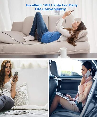 كابل AkoaDa USB C إلى Lightning بطول 10 أقدام، كابل شحن سريع من النايلون من النوع C لهاتف iPhone 12/12 Pro/11 Pro Max/X/XS/XR/8/8 Plus، iPad والمزيد، يدعم توصيل الطاقة (رمادي) in Kuwait