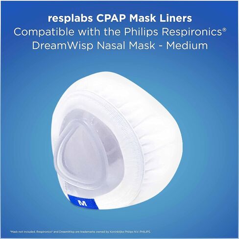 بطانات قناع CPAP من resplabs - بطانات النوم لأقنعة CPAP الأنفية، بطانة نمط DreamWisp، متوسطة - 4 عبوات in Kuwait