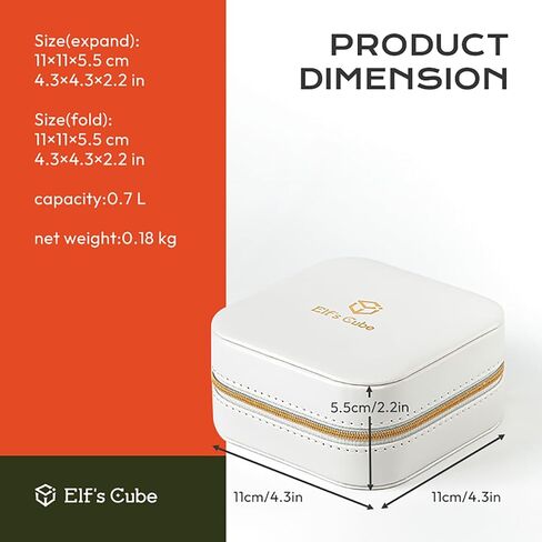 صندوق تخزين المجوهرات الأبيض المكعب من Elf's Cube مع مرآة، منظم مجوهرات صغير ومحمول للسفر، صندوق مجوهرات صغير للفتيات والنساء in Saudi Arabia