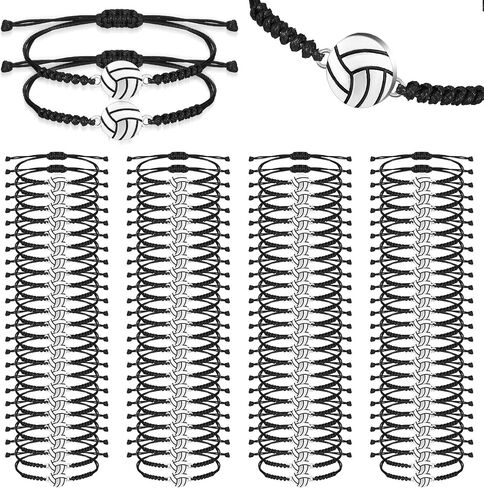 Nosiny 100 Pcs Volleyball Bracelets for Girls Adjustable Volleyball Charm Bracelet for Teen Girls Gift Volleyball Party Favor Gifts for Teen Girl Women Female Sport Team Players in Saudi Arabia